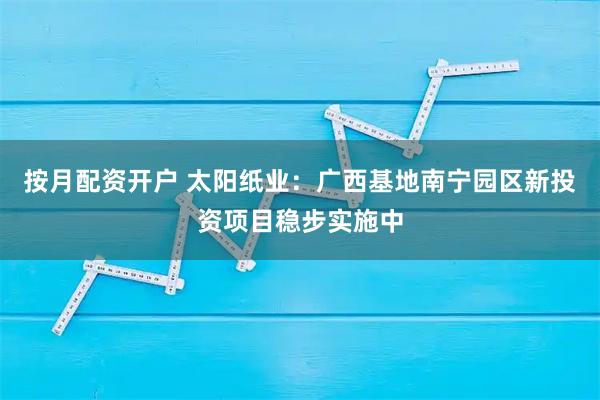 按月配资开户 太阳纸业：广西基地南宁园区新投资项目稳步实施中